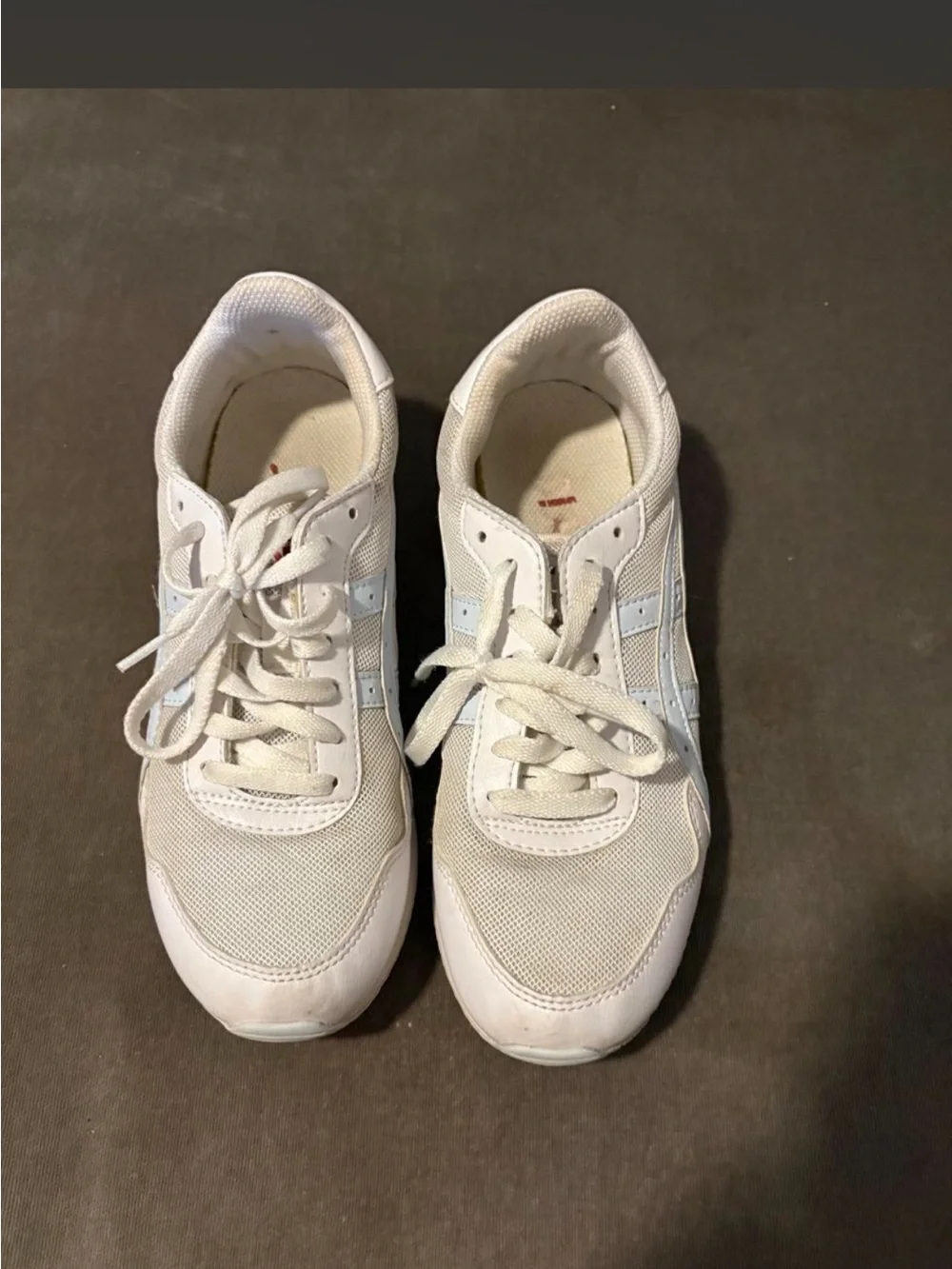 Asics Women's White and Light Blue Lace-Up Sneakers